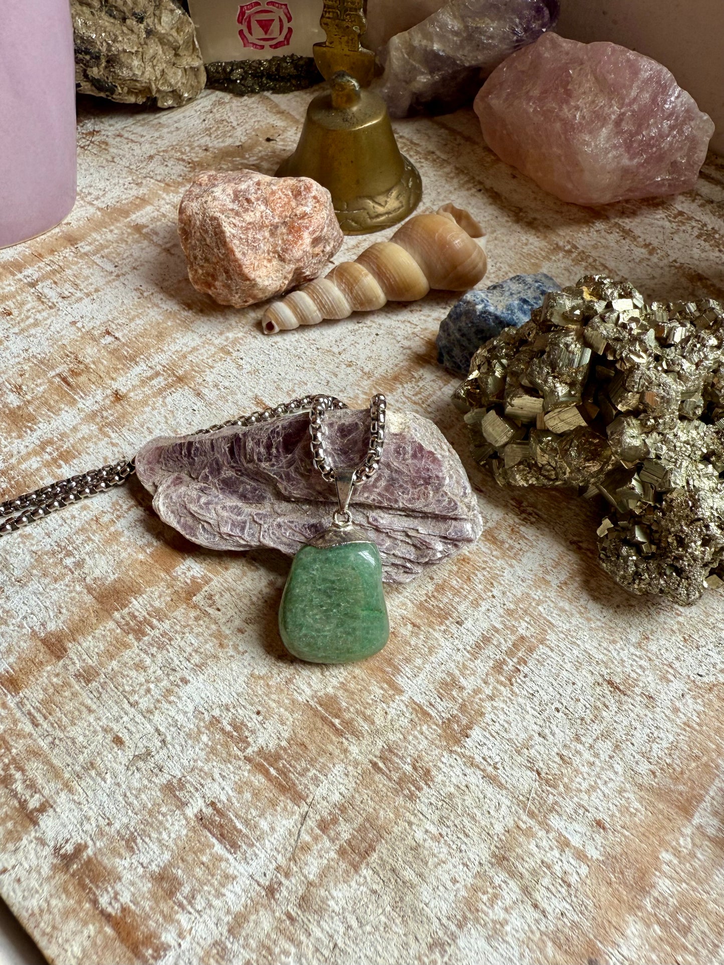 Collar de Cuarzo Verde con cadena gruesa