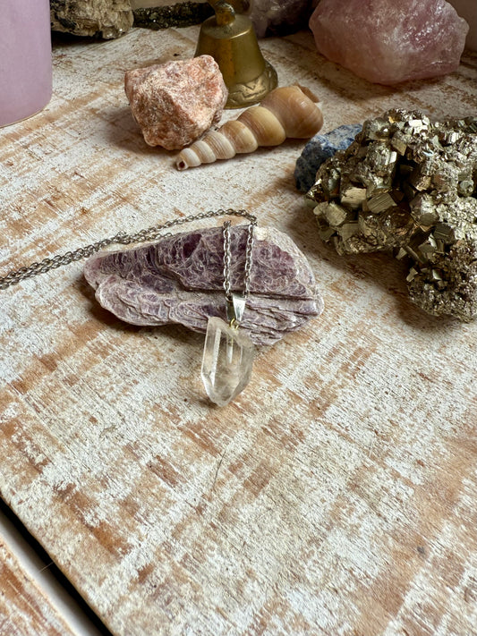 Collar de Cuarzo Cristal con cadena fina