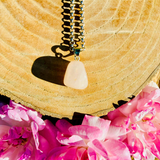 Collar de Cuarzo Rosa con cadena Gruesa