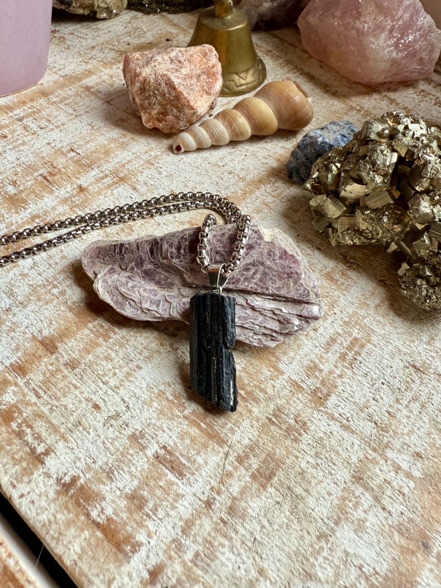 Collar de Turmalina Negra con cadena gruesa