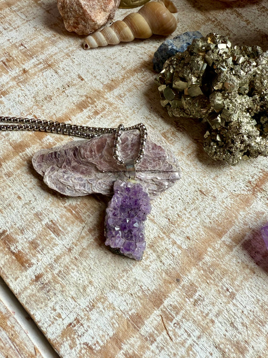Collar de Drusa Amatista con cadena Gruesa