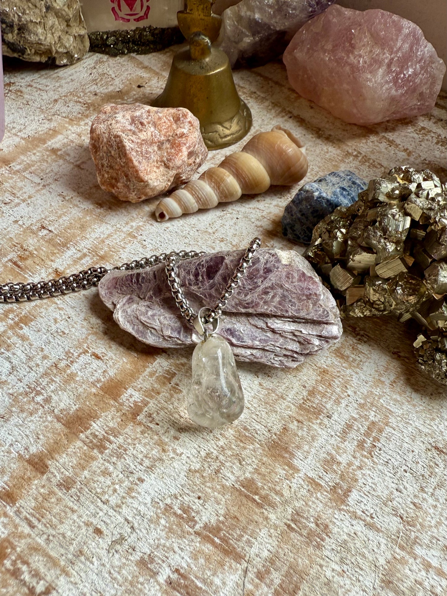 Collar de Cuarzo Cristal con cadena gruesa