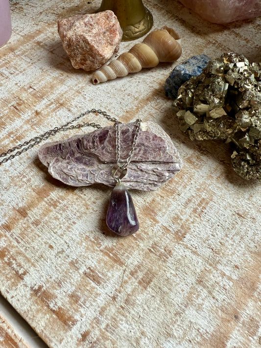Collar de Amatista con cadena Fina